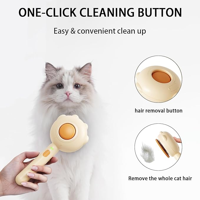 3-in-1 Steam Brush For Cats，Indoor Dog Grooming Shedding Defur Comb，For Long And Short Haired Pets Spray Hair Removal Comb – Includes Cleaning Waterless Shampoo
