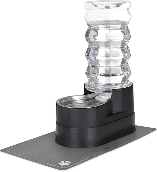 RIZZARI 8L Raised Automatic Pet Waterer, Gravity fed Stainless Steel Waterer, 100% BPA Free, Large Capacity Feeder for Cats and Medium to Large Dogs (Black,8L)