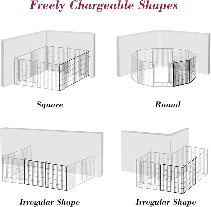 Dog Playpen Indoor Dog Fence Outdoor for Yard, 32inch 4 Panels Dog Pens Outside Anti-Rust Puppy Pen Dog Exercise Pen with Lock for Medium Small Dogs, Portable Pet Fence for Yard RV Camping