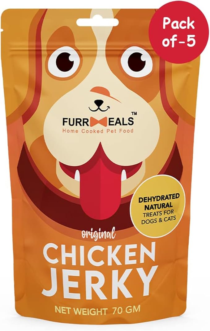 Original Chicken Jerky | High Protein Low Fat | Natural Treat for Dogs & Cats | Zero Preservative Human Grade Dog Treat | Pack of 5 x 70gm
