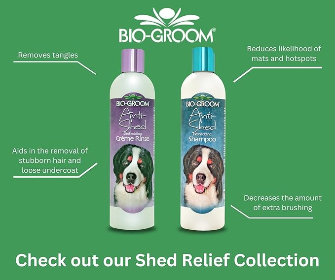 Bio-Groom Anti-Shed Deshedding Dog Shampoo - Odor Eliminating, Anti-Shedding, Dog Bathing Supplies, Puppy Wash, Cat & Dog Grooming Supplies, Cruelty-Free, Made in USA, Dog Products - 12 fl oz 1-Pack