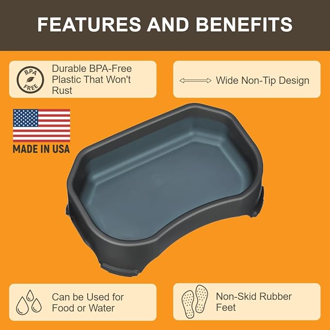 Neater Pet Brands Large Water Bowl for Dogs, Outdoor Dog Water Bowl (1.25 Gallon Extra-Large Capacity), Big Trough Style Food Dish for Indoors or Outside, No Spill Large Dog Bowls, Midnight Black