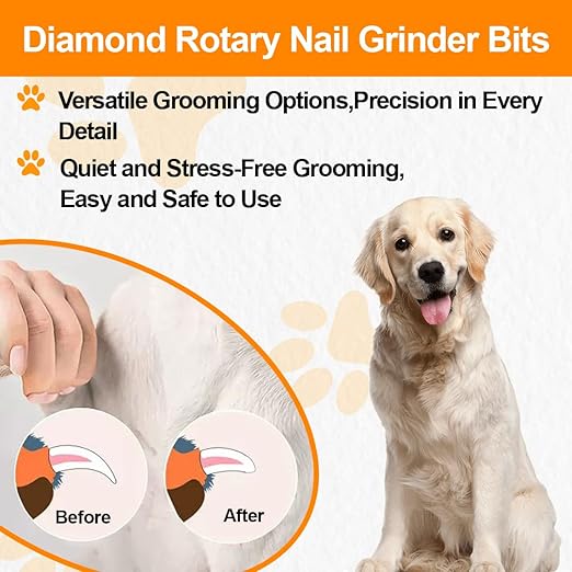 BGTEC Diamond Rotary Pet Nail Grinder Bits Dog Nail Grinder Replacement Head -5PCS 1/8" Replacement Grinder Wheel for Animals Nail Care(E)