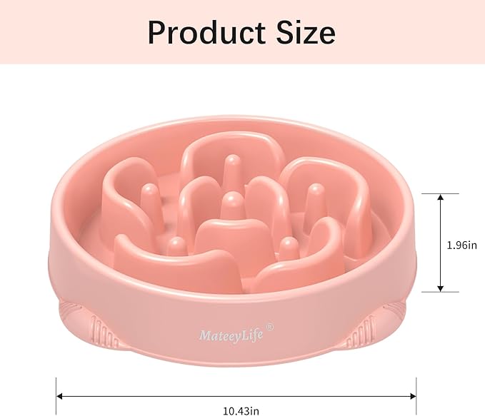 MateeyLife Large Slow Feeder Dog Bowls 2PCS, Anti-Choking Puzzle Dog Food Bowls, Anti-Slip Interactive Feeding Slow Down Eating, Bloat Stop Maze Dishes for Large Breeds 4 Cups Pink&Purple