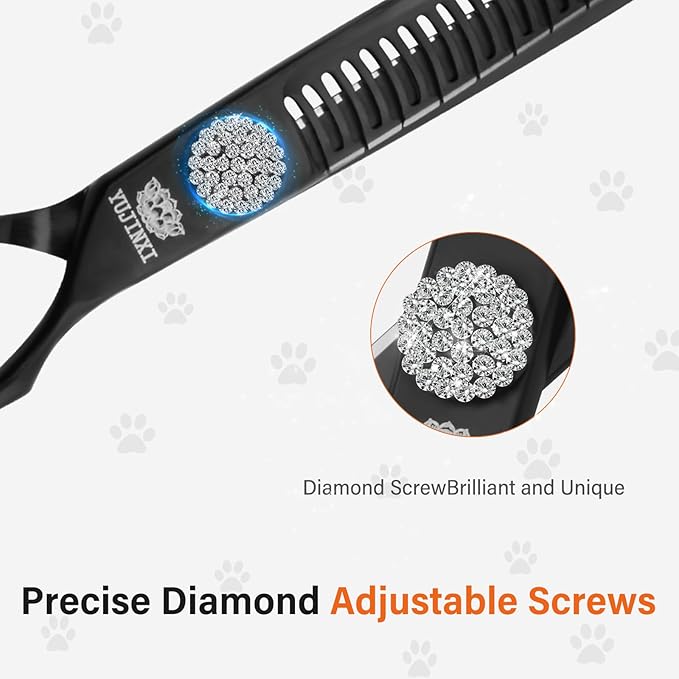 Dog Grooming Chunker Scissors 440C Stainless Steel – Professional Pet Thinning Shears for Dogs & Cats, Texturizing Chunking Grooming Tools, 7 Inch