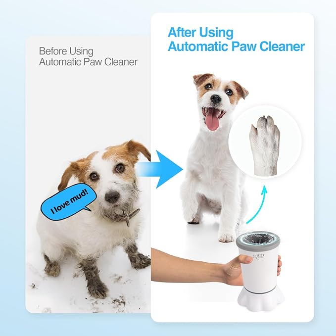 ALL FOR PAWS Automatic Dog Paw Cleaner, Dog Foot Washer Electric Paw Washer for Dogs Portable Paw Cleaner Cup, Mud Paw Clean Station, Silicone Brush Soft for Paws, Two Speed, Suction Cup Bottom