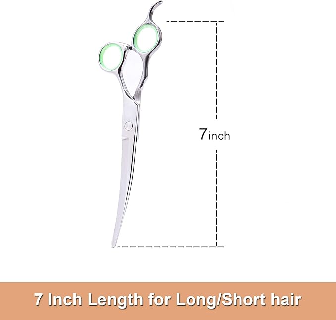 LovinPet Pet Grooming Scissors Professional Dog Cat Grooming Shears with Round Blunt Tip Stainless Steel, Dog Curved Scissors for Grooming Cats Dogs Grooming Tools