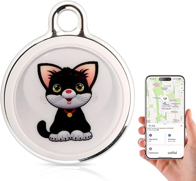 Cat Collar Cat Tracker Collar Dog Tracker Pet Tracker Kittens GPS Tracker for Cats Dogs| Android and iOS Universal| No Monthly Fee | No Charging Required | Waterproof | Smart Anti-Loss Locator (Cat)