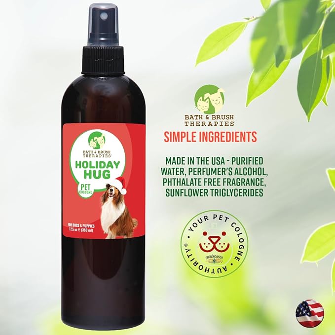 Bath & Brush Therapies® Holiday Hug Dog Cologne 12.5 oz. | Dog Perfume Long Lasting | Deodorizing Spray