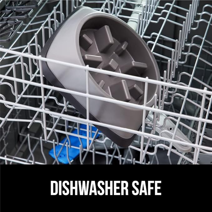 Gorilla Grip Slow Feeder Dog and Cat Bowls, Interactive Puzzle Toy for Dogs and Cats Food Training, Keeps Pets Busy and Prevents Puppy Overeating, Large, Small Breeds, 100% BPA Free, 4 Cup Gray