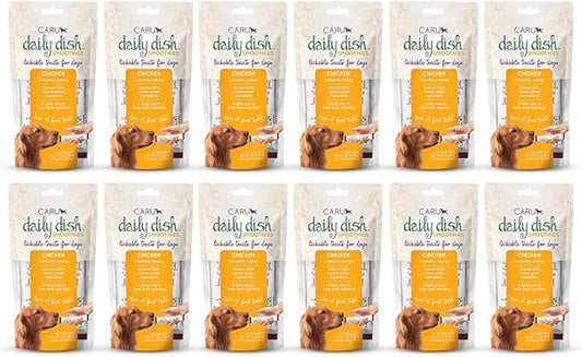 Caru - Daily Dish Smoothies - Lickable Chicken Dog Treat or Pet Food Topper - .5oz Tubes - 4 Tubes per Pack - 12 Pack