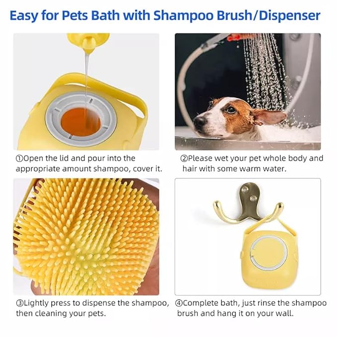 Bathroom Puppy Big Dog Cat Bath Massage Brush Soft Safety Silicone Pet Accessories For Multifunctional yellow