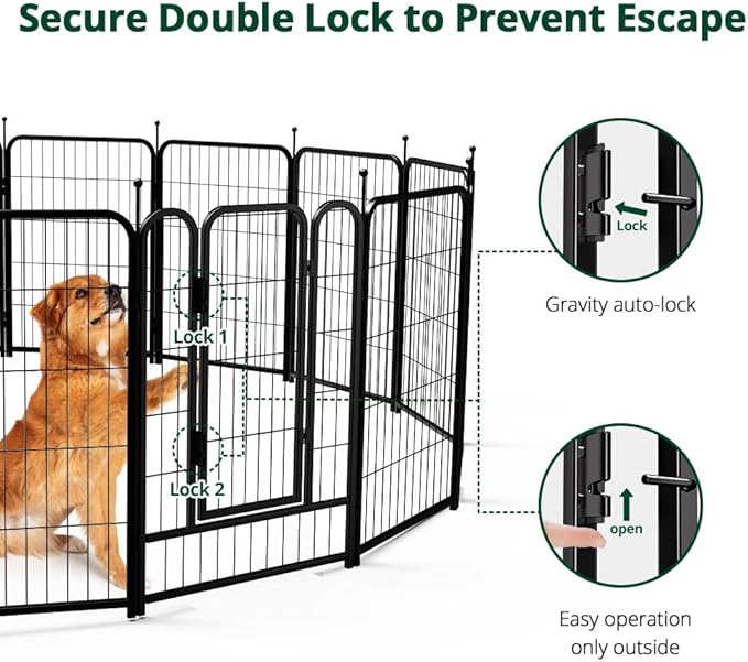 PawGiant Dog Fence Playpen 24”/32”/40” Indoor Outdoor for Small/Medium/Large Dogs, Metal Pet Puppy Cat Exercise Fencing Gate Crate Cage Outside RV, Camping, Yard, Garden (16 Panel, 27" W x 40" H)