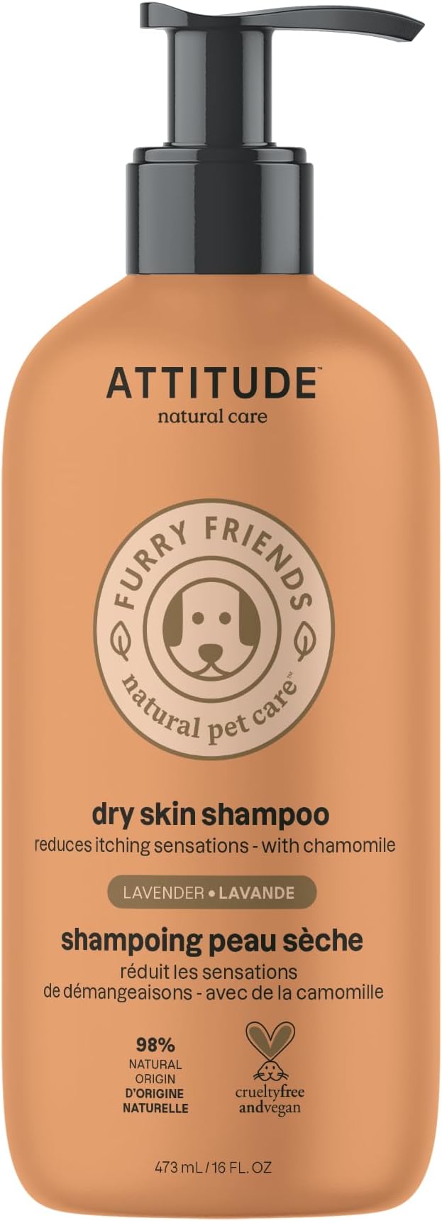 ATTITUDE Itch Soothing Shampoo for Cat & Dog, Vegan and Cruelty-Free, Lavender, 16 Fl Oz