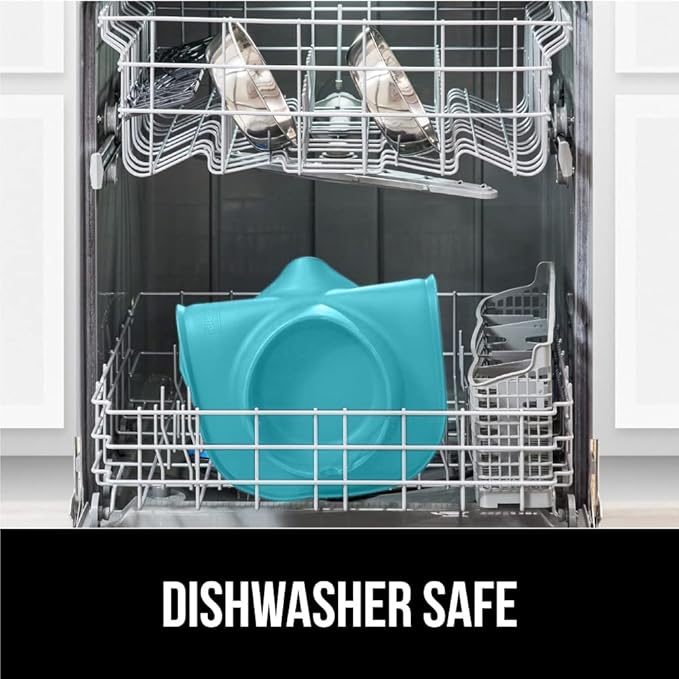 GORILLA GRIP Patent Pending 100% Waterproof BPA Free 3 Cup Cat and Dog Bowls Silicone Feeding Mat Set, Stainless Steel Bowl Slip Resistant Raised Edges, Catch Water, Food, Pet Accessories, Turquoise