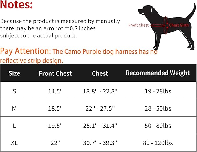 Annchwool No Pull Dog Harness with Soft Padded Handle,Escape Proof and Quick Fit to Adjust Dog Harness,Easy for Training Walking for Small & Medium and Large Dog(Camo Purple,M)