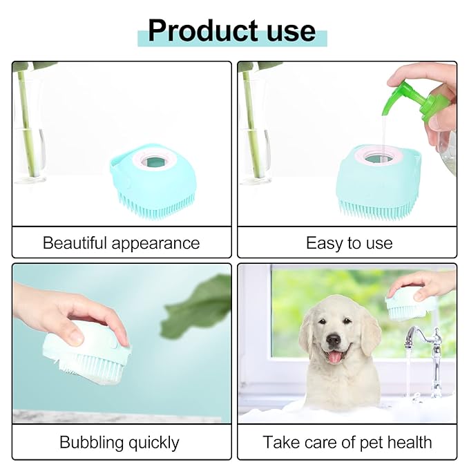 Bath Brush Silicone, Massage Soft Brush Dog Cats, Pet Massage Brush Bubble Body Wash Brush-blue