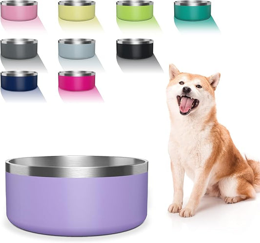 Stainless Steel Dog Bowls for Small Dogs, 40 Ounces/5 Cup Dog Food and Water Bowl, Double Wall Weighted Dog Dish, Rustproof Metal Pet Bowls with Non Slip Silicone Base