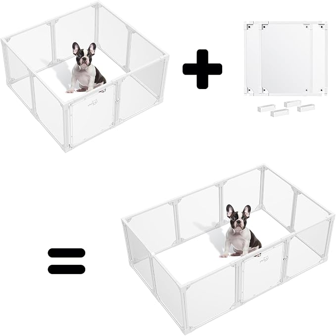 Dog Playpen - Extension Kit, 2 Panels 30.3" H, 4 I-Shape Connectors (30.3" H, 2PCS)