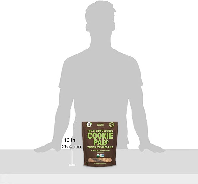 CookiePal Human Grade Dog Treats, Pumpkin and Chia Seed Recipe, Organic Non-GMO and Simple Ingredients, 10 Oz Bag