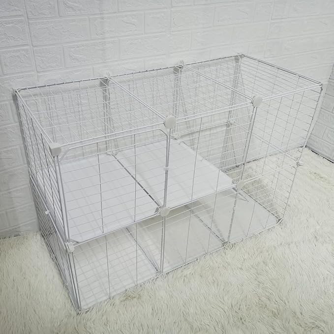 Cat Cage Indoor DIY Cat Playpen Detachable Metal Wire Kennels Indoor Cat Enclosures DIY Cat Playpen Metal Kennel (3/2-Tier)