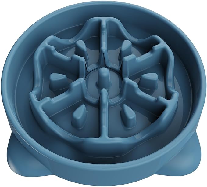 Slow Feeder Dog Bowls Large Breed, Dog Food Bowl Large Anti-Choking Bloat Stop Puzzle Healthy Eating Bowl (Blue, 4 Cup)
