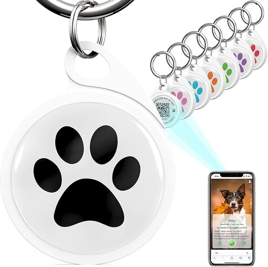 QR Code Dog Tag, Smart ID Tags, Dog Tags Personalized Lightweight Silent ID Tag for Kids Pets Bags Keys, Pack of 7