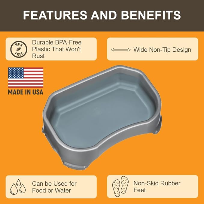 Neater Pet Brands Large Water Bowl for Dogs, Outdoor Dog Water Bowl (1.25 Gallon Extra-Large Capacity), Big Trough Style Food Dish for Indoors or Outside, No Spill Large Dog Bowls, Gunmetal Grey