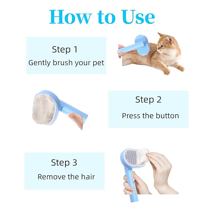 Cat Brush with Release Button for Shedding and Grooming, Self-Cleaning Shedding Brush for Easy Hair Removal, Suitable for Long and Short Haired Cats & Dogs
