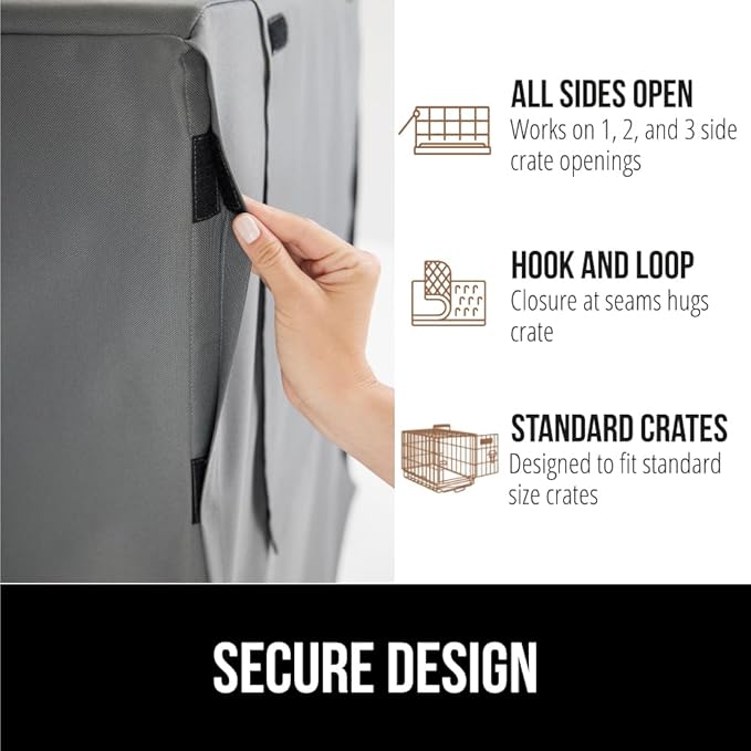Gorilla Grip Dog Crate Covers Compatible with Amazon Basics Dog Crates, All Sides Open, Privacy Cover Fits 30" Wire Kennel, Breathable Mesh Windows, Light Reducing Puppy Training Cage Topper, Gray