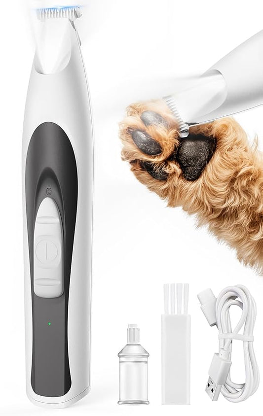 oneisall Low Noise Dog Paw Trimmer with LED Light, Paw Trimmer for Dogs 0.8inch/20mm Widen Blade, 35dB Cordless Electric Pet Paw Grooming Clippers for Paws, Ears, Face, Rump