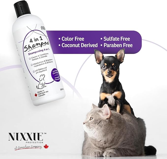 Dog Shampoo, 4-in-1 Pet Shampoo by EnviroFresh - Dog Shampoo for Allergies and Itching, Dog Shampoo for Smelly Dogs (Lavender) 12 oz.