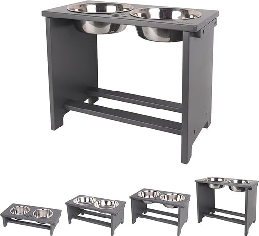 HTB Elevated Dog Bowls,Raised Dog Bowl Stand with 2 Stainless Steel Bowls,Elevated Raised DogBowls for Large Medium Small Sized Dogs