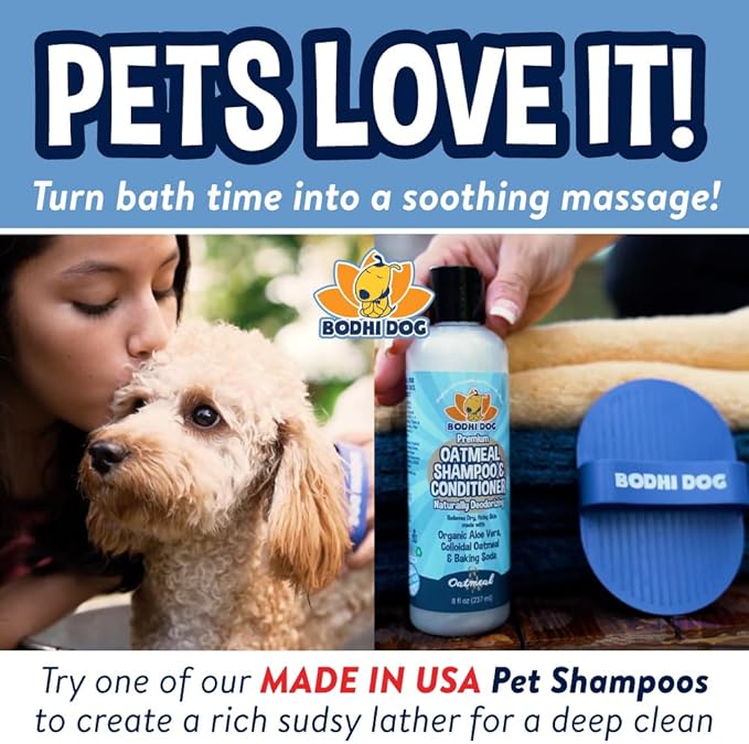 Bodhi Dog Shampoo Brush - Pet Grooming & Bath Supplies for Cats and Dog - Bath Brush for Long & Short Hair - Premium Scrubber for Shower, Bathing & Massage (One Pack, Blue)