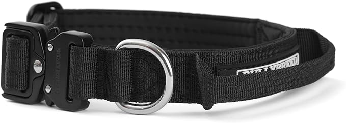 BULLYBREED Premium Dog Colar with Handle, Heavy Duty Dog Collar, Tactical Dog Collar, Quick-Release Metal Buckle, Puppy Collar, Dog Collar for Small Dogs, Dog Collar for Medium Dogs (Black, Small)