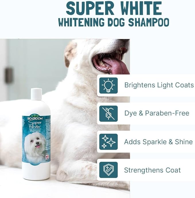 Bio-Groom Super White Dog Shampoo – Whitening Pet Shampoo, Dog Bathing Supplies, Puppy Wash, Dog Grooming Supplies, Cruelty-Free, Made in USA, Coat Brightener Shampoo – 12 fl oz 3-Pack