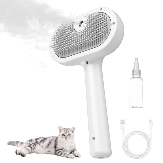 Cat Steam Brush, 3 In 1 Steam Brush for Dogs & Cats, Pet for Pet Hair Removal Tool, Shedding Reduced Discomfort, Suitable for Massaging, Combing