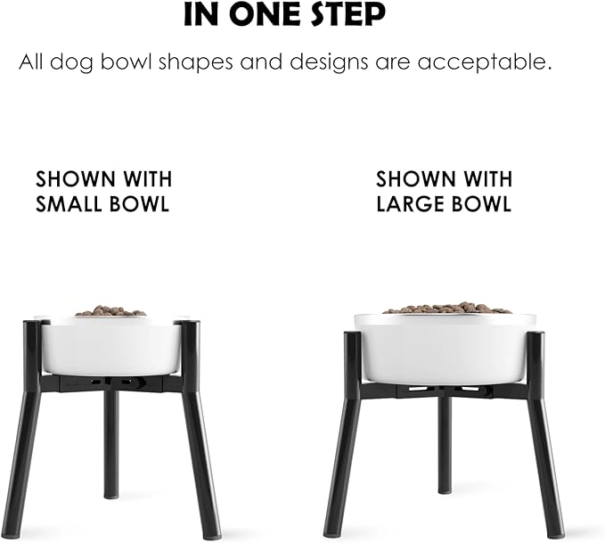 Adjustable Dog Bowl Stand for Medium & Large Dogs, Raised Food & Water Bowls, 7-10.7" Wide, 11" Tall