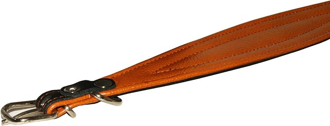 Real Leather Extra Wide Padded Tapered Dog Collar Glossy Black Greyhound Saluki Deerhound Lurcher Whippet Dachshund (14.25"-17" Neck; 2.5" Wide, Toffee)