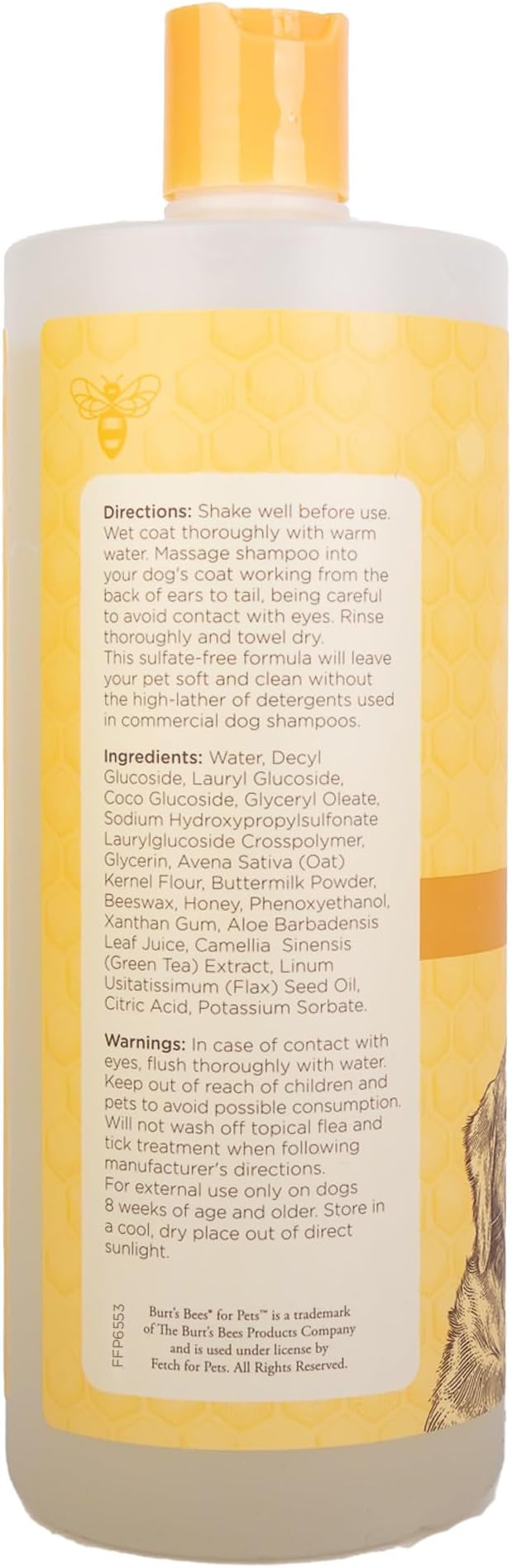 Burt's Bees for Pets Oatmeal Dog Shampoo with Colloidal Oat Flour and Honey, 95% Natural Origin Formulas, Shampoo for Dogs - Gentle Dog Shampoo, Best Dog Shampoo, 32 oz