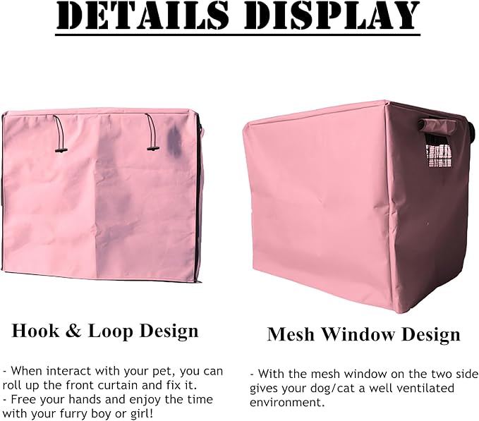 Dog Crate Cover Waterpoof Pink Pet Kennel Covers for Puppy Cat Indoor Outdoor Fit for 1 Door Wire Crate, 29.92x18.90x22.83 Inch