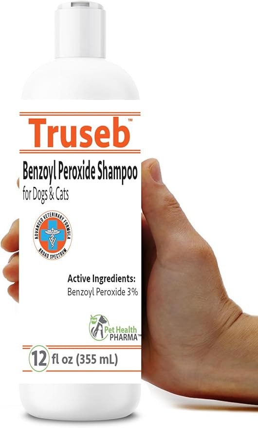 Truseb | Benzoyl Peroxide Shampoo for Dogs,Cats and Horses (Benzoyl Peroxide Shampoo, 12 oz)