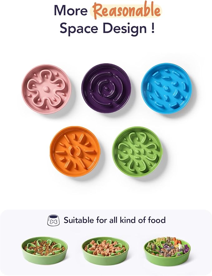 LE TAUCI Slow Feeder Dog Bowls Ceramic, 3 Cups Slow Feeding Dog Bowl Medium Large Breed, Maze Dog Bowl for Fast Eaters, Dog Dishes to Slow Down Eating, Puzzle Dog Food Bowl, Clover Green