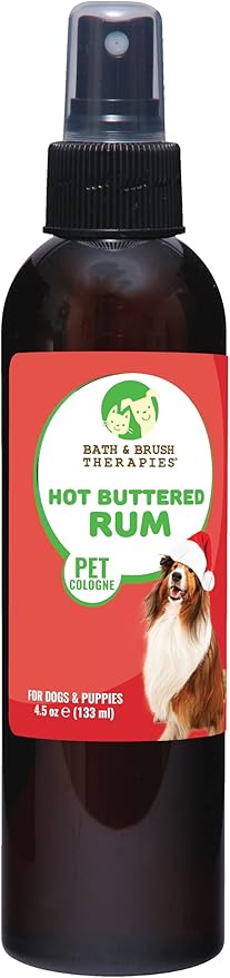 Bath & Brush Therapies® Hot Buttered Rum Pet Cologne For Dogs 4.5 oz | Long-Lasting Odor Eliminator | Paraben-Free | Biodegradable & Non-Toxic | Made in USA