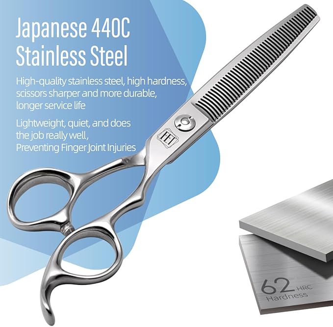 Dog Grooming Scissors: 6.5 inch Pet Thinning Shears Made Of Japanese 440C Advanced Stainless Steel Professional Grooming Scissors for Dogs Cats and Other Pets
