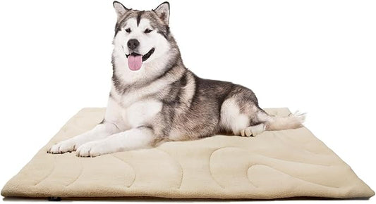 Dog Crate Pad,Machine Washable&Waterproof Dog Bed Mat,Reversible Dog Sleeping Bed,Kennel Bed for Large/Extra Large Dog,Cage Cushion,Beige
