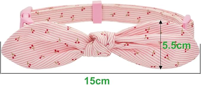 Cotton Dog Collar Soft Lightweight with Hand-Tied Knot Bow for Small Dogs.(S, Cherry)