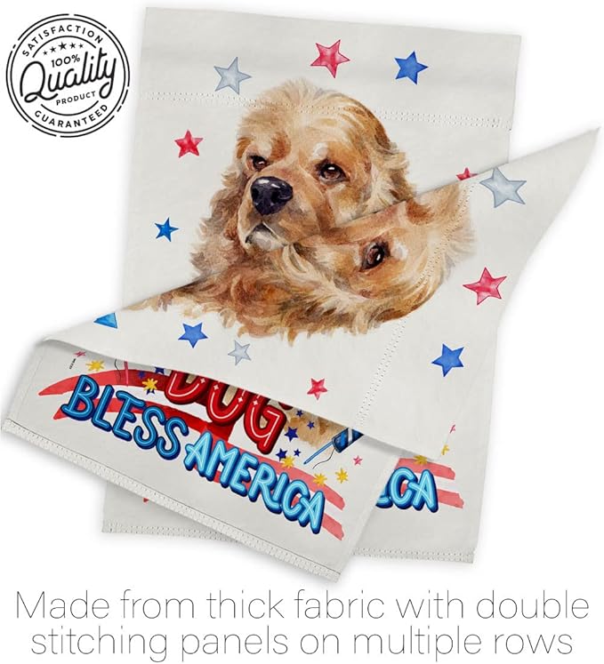 Breeze Decor Patriotic Cocker Spaniel Garden House Flag-Set Dog Puppy Spoiled Paw Canine Fur Pet Nature Farm Animal Creature Decoration Banner Small Yard Gift Double-Sided, Made in USA