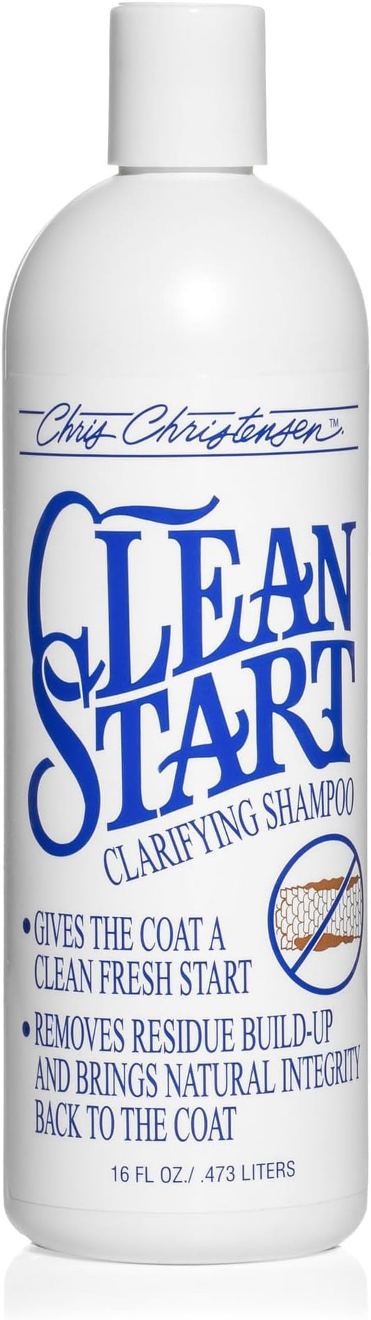 Chris Christensen Clean Start Clarifying Dog Shampoo - Pro-Vitamin Formula That Won’t Strip The Coat! Removes Product Build-up, Waxes, Oil and Dirt (16 Ounces)
