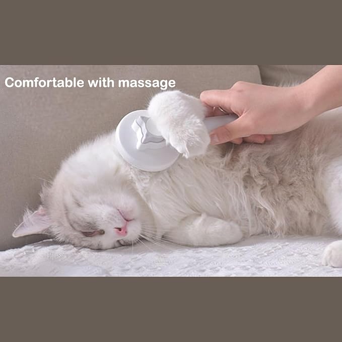 Cat & Dog Grooming Brush, Pink - Self-Cleaning Slicker Brush with Massage Particles, Removes Loose Undercoat, Ergonomic Handle